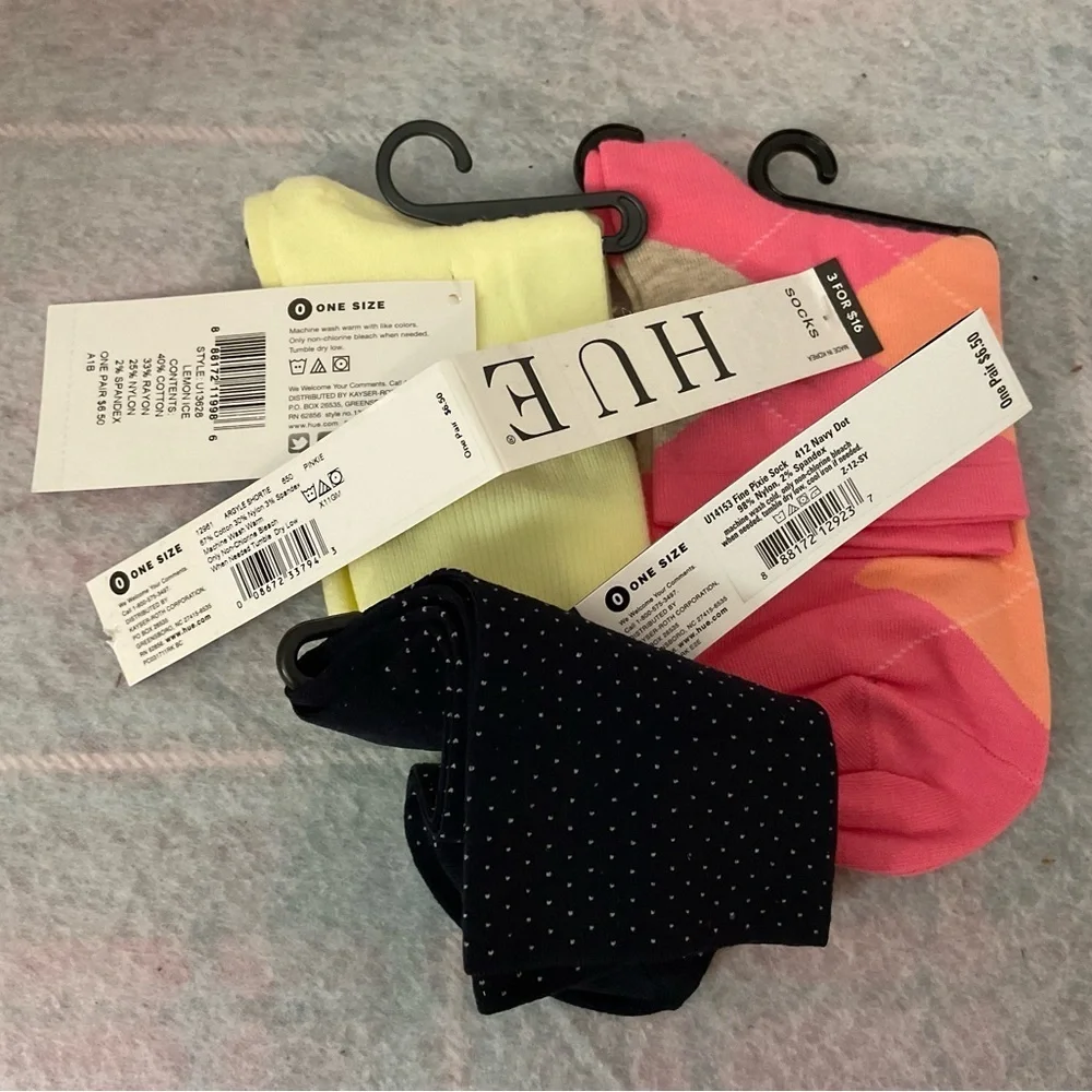 HUE Set of 3 Low Socks One Size